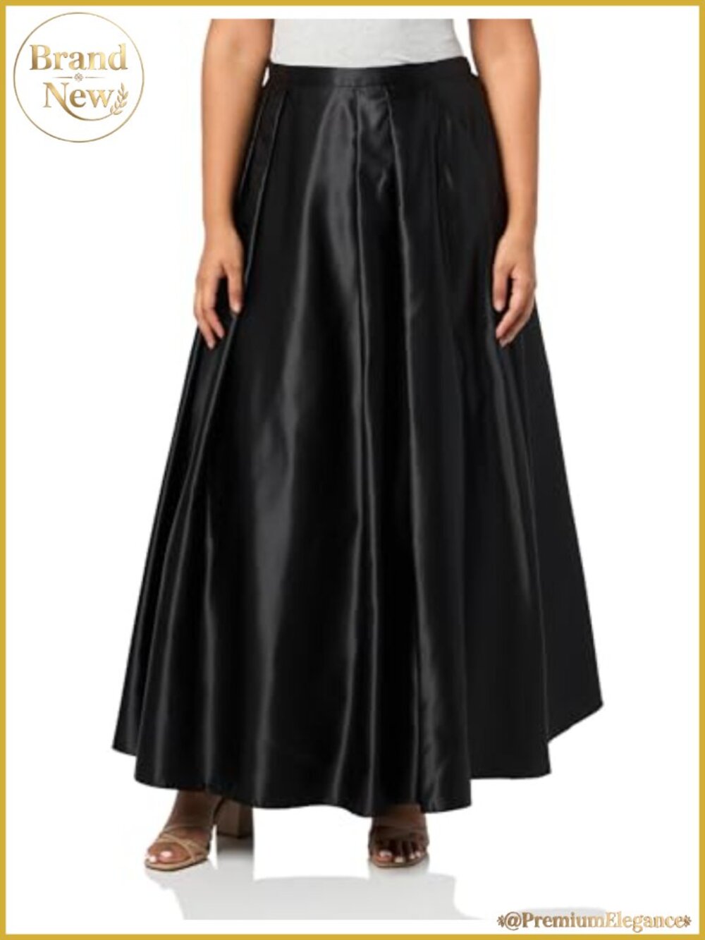 Full Length Formal Maxi Skirt Satin Plus Size with Pockets